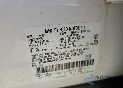 2023 Ford Explorer Xlt from USA, damaged, VIN 1FMSK8DH5PGA17570